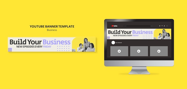 PSD modèle de bannière youtube pour le web d'entreprise