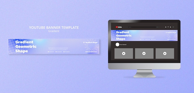 PSD modèle de bannière youtube de style dégradé