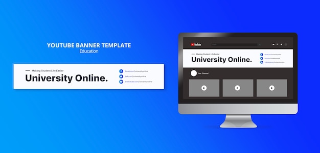Modèle de bannière youtube d'université en ligne