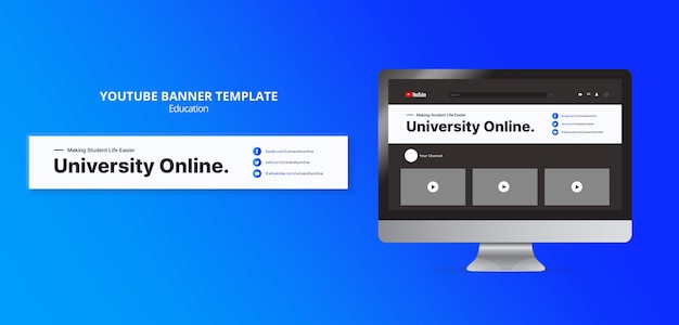 PSD modèle de bannière youtube d'université en ligne
