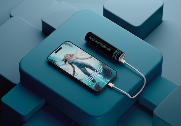 Modèle de banque d'alimentation avec smartphone
