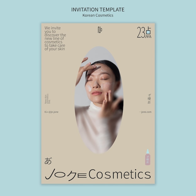 Modèle de beauté coréen design plat