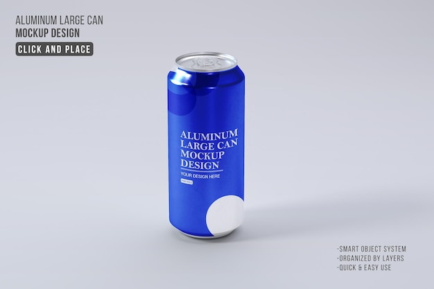 PSD modèle de boisson en aluminium à grande boîte modifiable en vue avant