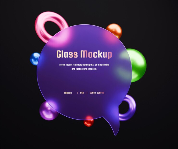 PSD modèle de boîte de citations 3d avec effet de morphisme de verre ou modèle de boîtes de texte de citations avec effet de morphisme de vitre