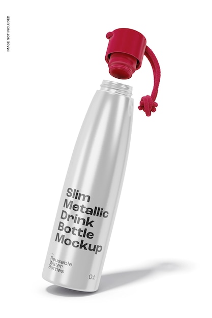 Modèle de bouteille de boisson métallique, inclinée