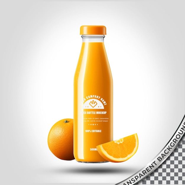 PSD modèle de bouteille de jus d'orange isolée sur fond blanc