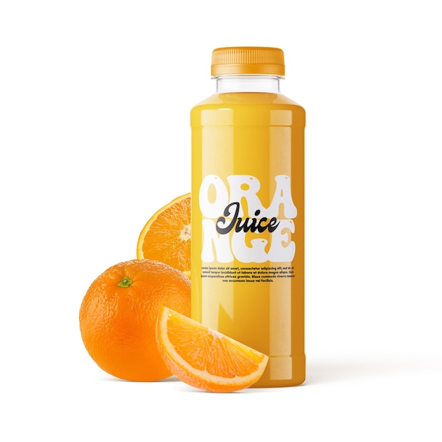 Modèle de bouteille de jus d'orange transparente
