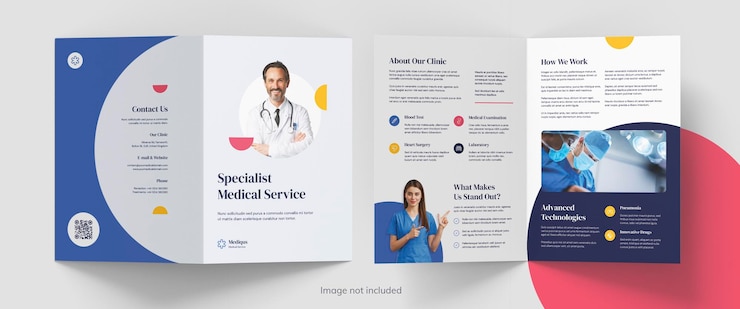 PSD modèle de brochure de services médicaux et hospitaliers à deux volets