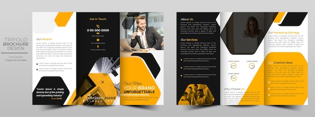 Modèle de brochure triplée pour les entreprises professionnelles modernes PSD