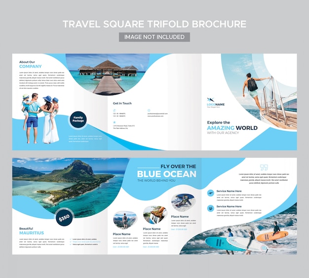 Modèle de Brochure de voyage carré à trois volets