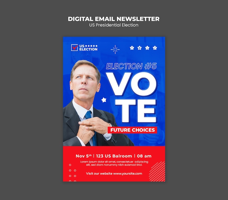 PSD modèle de bulletin d'information sur les élections présidentielles américaines