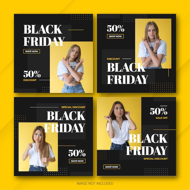 PSD modèle de bundle de publication instagram de la campagne black friday