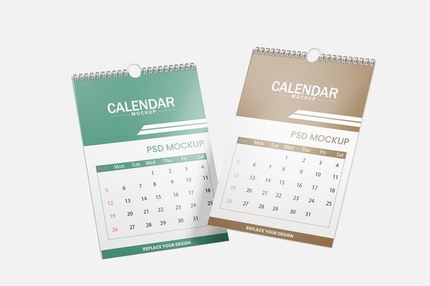 PSD modèle de bureau de calendrier en rendu 3d