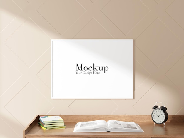 Modèle de cadre d'affiche vide sur le mur