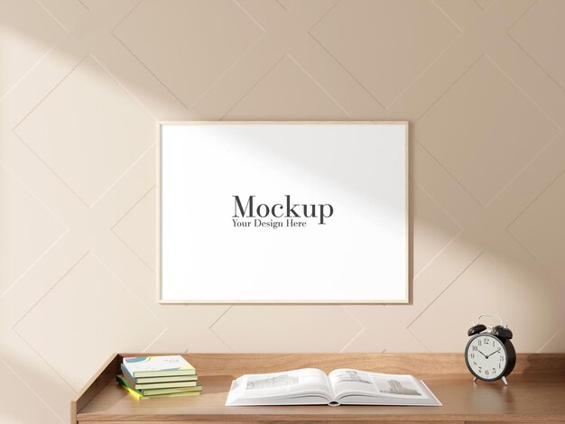 Modèle de cadre d'affiche vide sur le mur