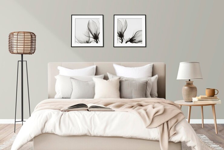 PSD modèle de cadre de chambre à coucher beige