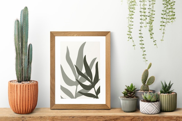 Modèle de cadre photo de décoration de plantes d'intérieur psd