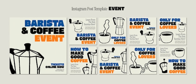 Modèle de café design plat même