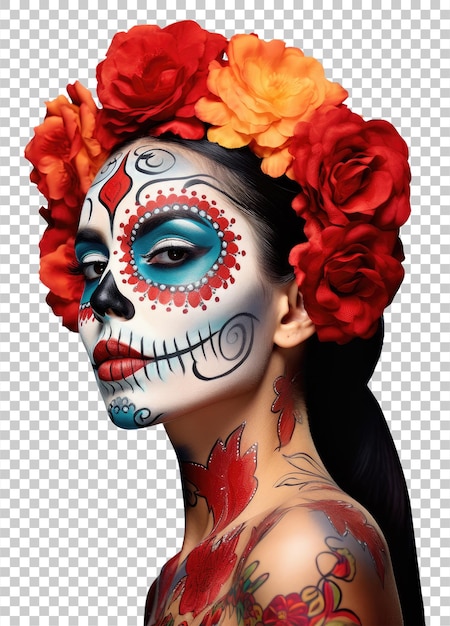 PSD modèle la calavera catrina isolé sur fond transparent