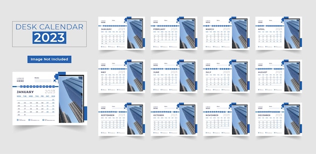 Modèle De Calendrier De Bureau Moderne Du Nouvel An 2023