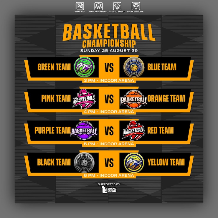 PSD modèle de calendrier du championnat de basket-ball