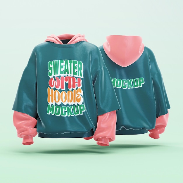 Modèle de capuche rendu en 3D vue avant et arrière