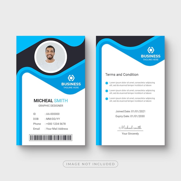 Modèle de carte d'identité d'employé de bureau d'entreprise