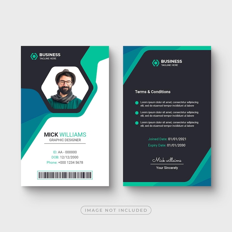 PSD modèle de carte d'identité d'employé d'entreprise moderne et propre