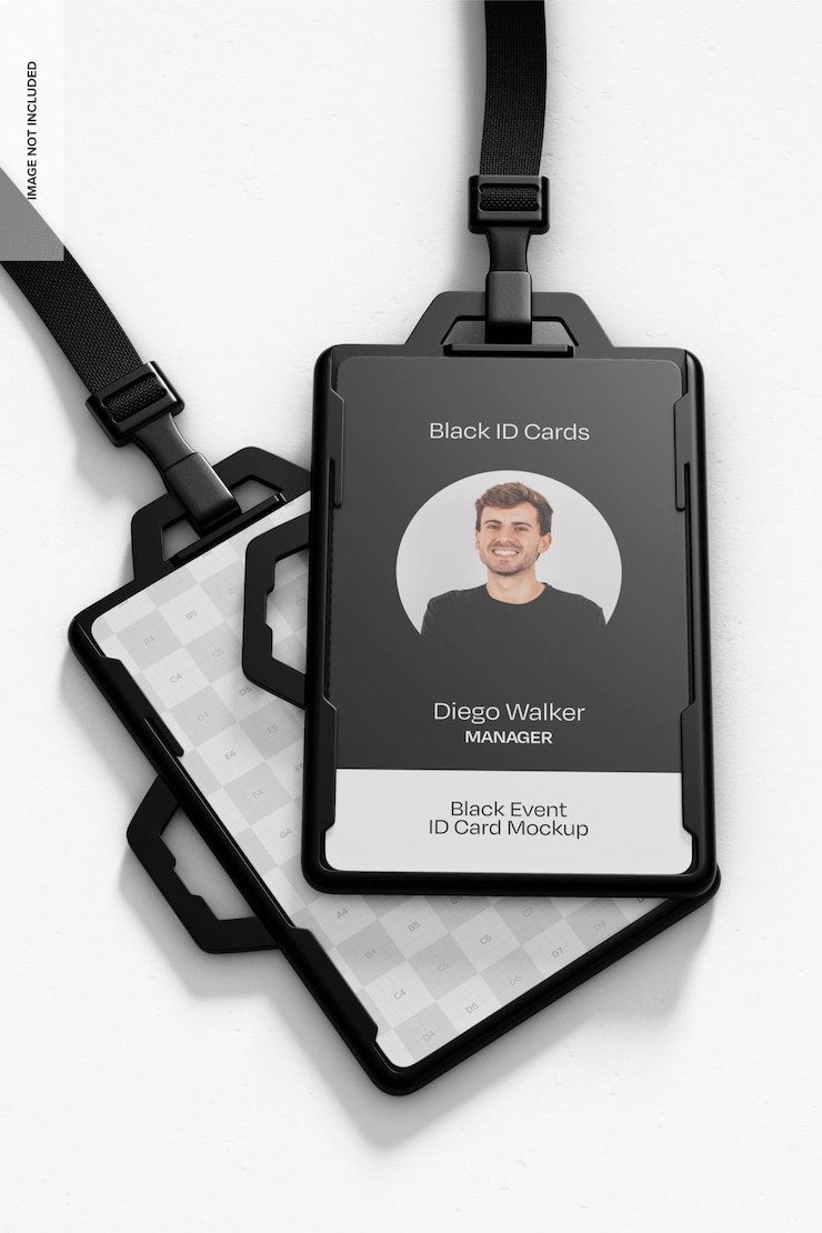 PSD modèle de carte d'identité d'événement noire