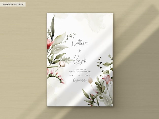 Modèle de carte d'invitation de mariage aquarelle floral bohème