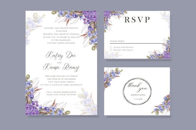 Modèle De Carte D'invitation De Mariage Beau Cadre Floral Psd Premium