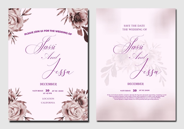 Modèle De Carte D'invitation De Mariage Belle Couronne Florale Psd Premium