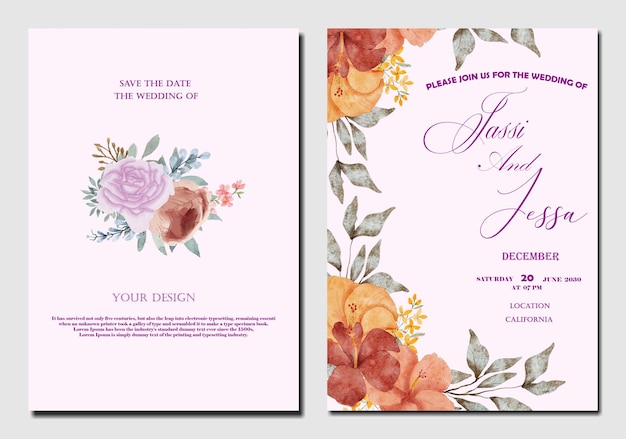 Modèle De Carte D'invitation De Mariage Belle Couronne Florale Psd Premium