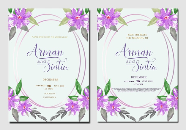 Modèle De Carte D'invitation De Mariage Belle Couronne Florale Psd