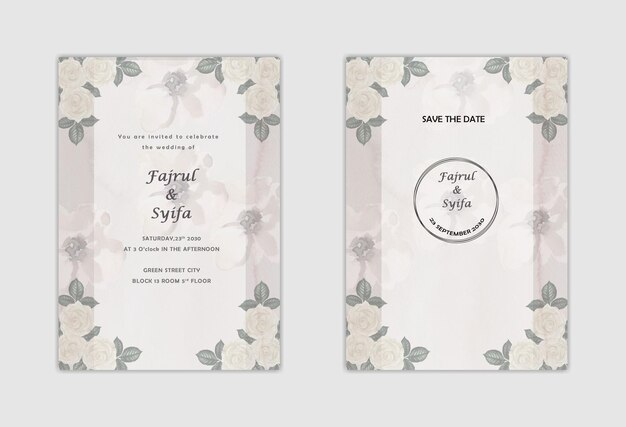 Modèle De Carte D'invitation De Mariage Belle Couronne Florale Psd