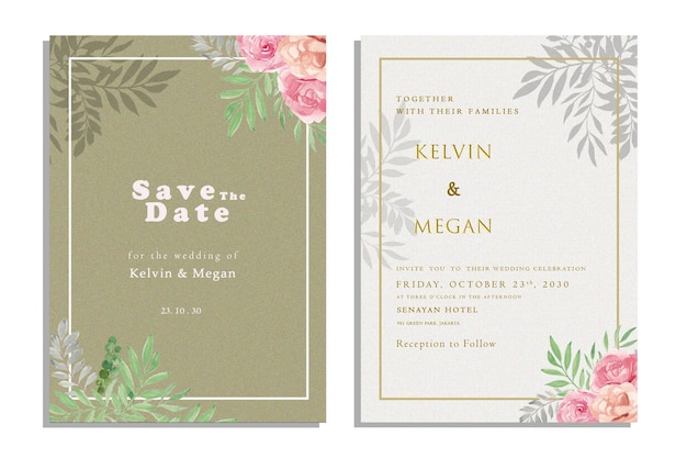 Modèle De Carte D'invitation De Mariage Belle Couronne Florale Psd