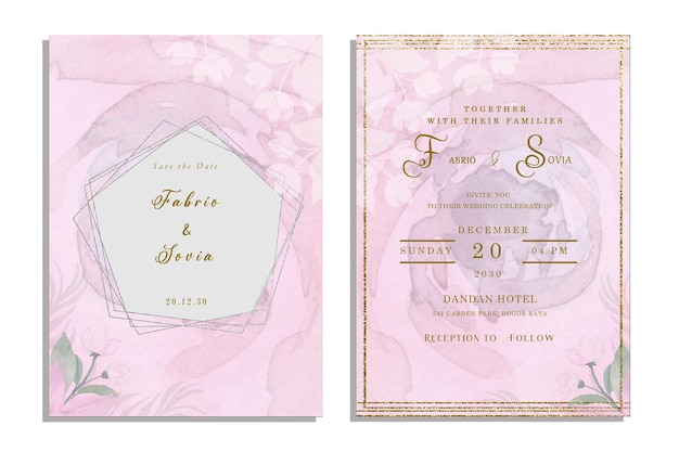 Modèle De Carte D'invitation De Mariage Belle Couronne Florale Psd