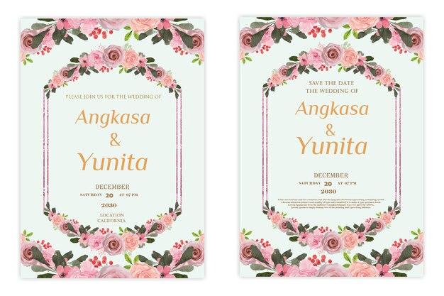 PSD modèle de carte d'invitation de mariage psd