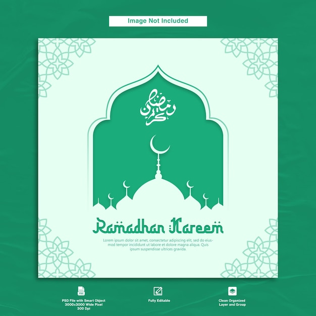 Modèle De Carte Postale De Voeux Design Plat Ramadan Kareem