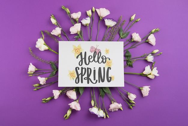 Modèle de carte pour le printemps avec des fleurs