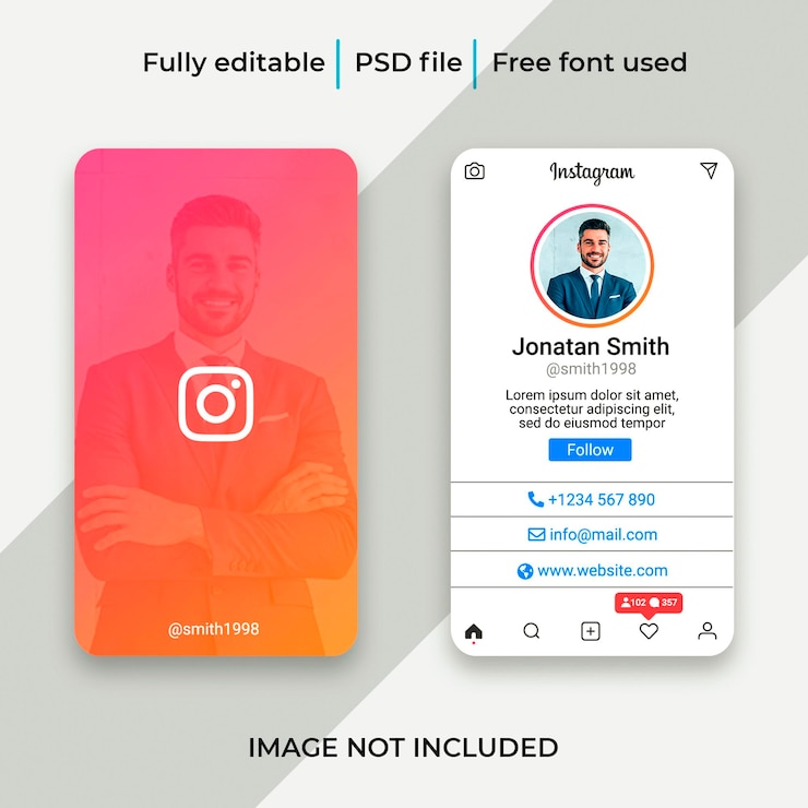 PSD modèle de carte de visite instargam sur les réseaux sociaux
