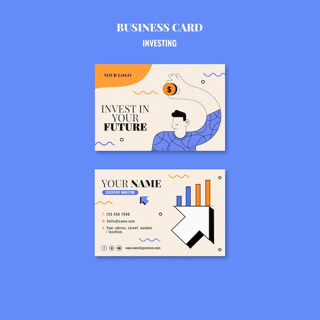 Modèle de carte de visite d'investissement illustré