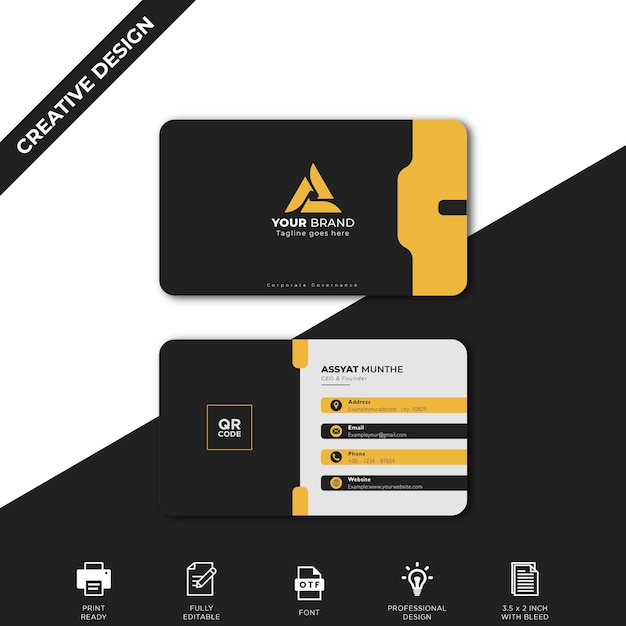 PSD modèle de carte de visite jaune psd