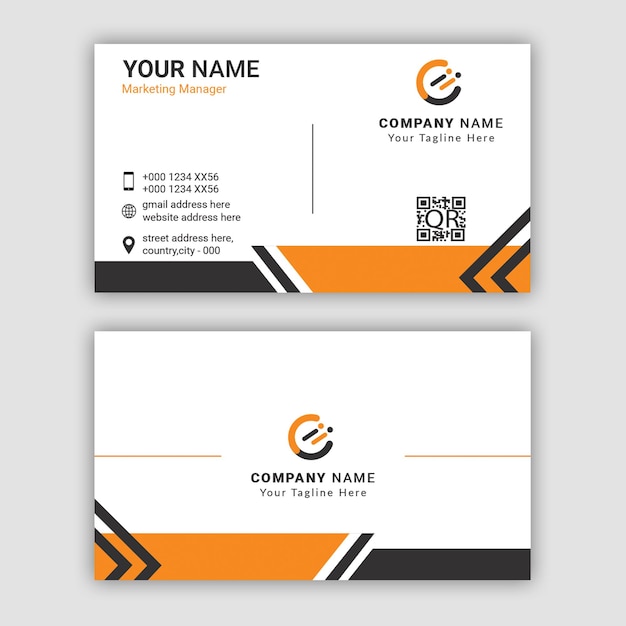 Modèle de carte de visite orange élégante professionnelle