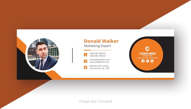 modèle de carte de visite de signature par e-mail avec profil numérique et conception de couverture de médias sociaux personnels