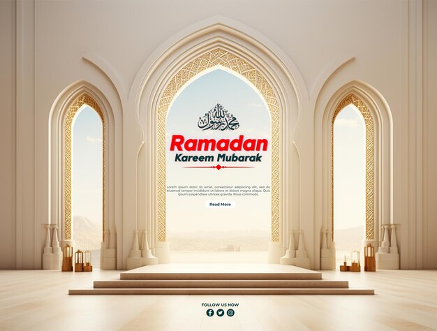 PSD modèle de carte de vœux islamique de ramadan à éditer