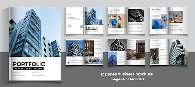 PSD modèle de catalogue d'entreprise de 12 pages design minimaliste