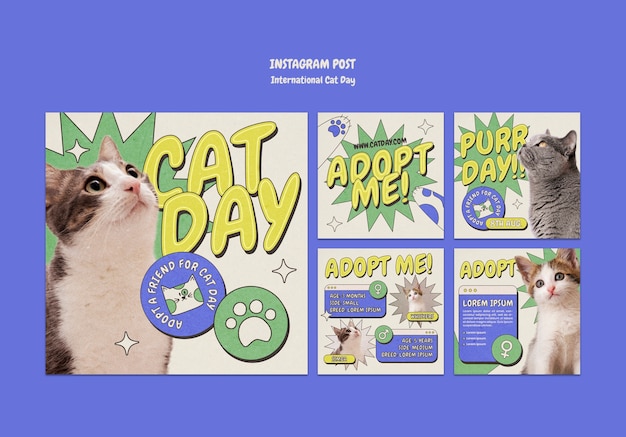Modèle de célébration de la journée internationale du chat