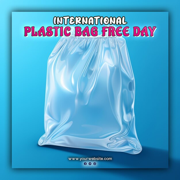 PSD modèle de célébration de la journée internationale sans sacs en plastique pour les médias sociaux