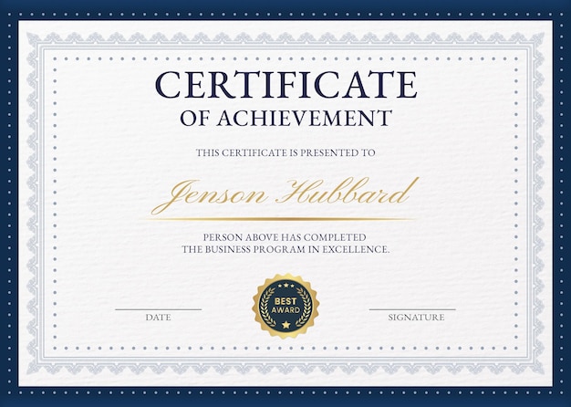 Un modèle de certificat élégant et luxueux Business Award